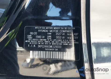 2021 Hyundai Accent Se из США, поврежденный, VIN 3KPC24A63ME129333